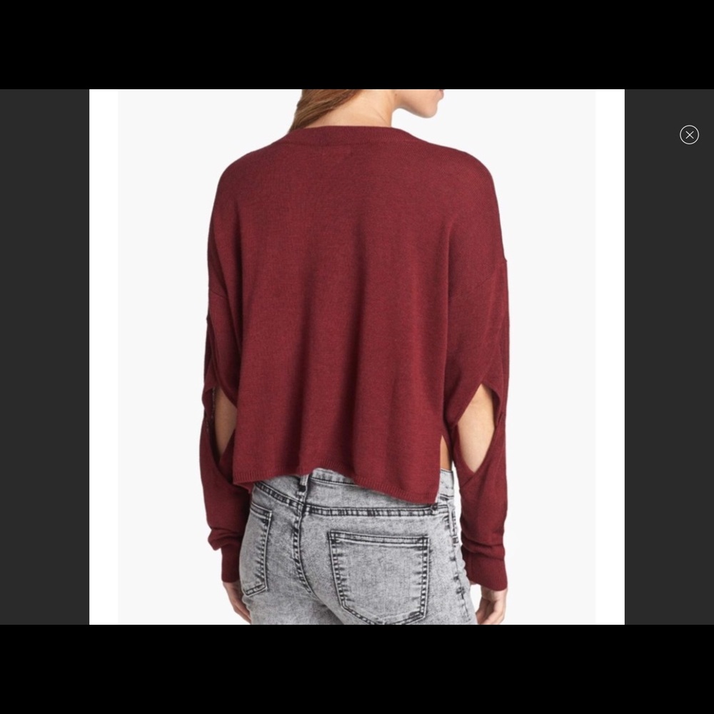 Stunning on Leith maroon open elbow crop sweater maroon large. Thin